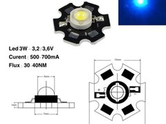 LED SMD 3W CU RADIATOR ,LUMINA ALBASTRA